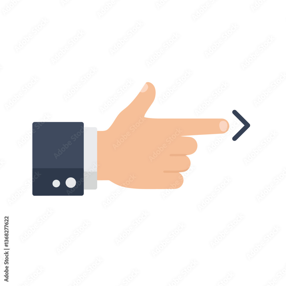 Poster hand gesture pointing right in flat design style vector art