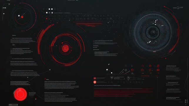 Futuristic HUD interface with circular data and information display.