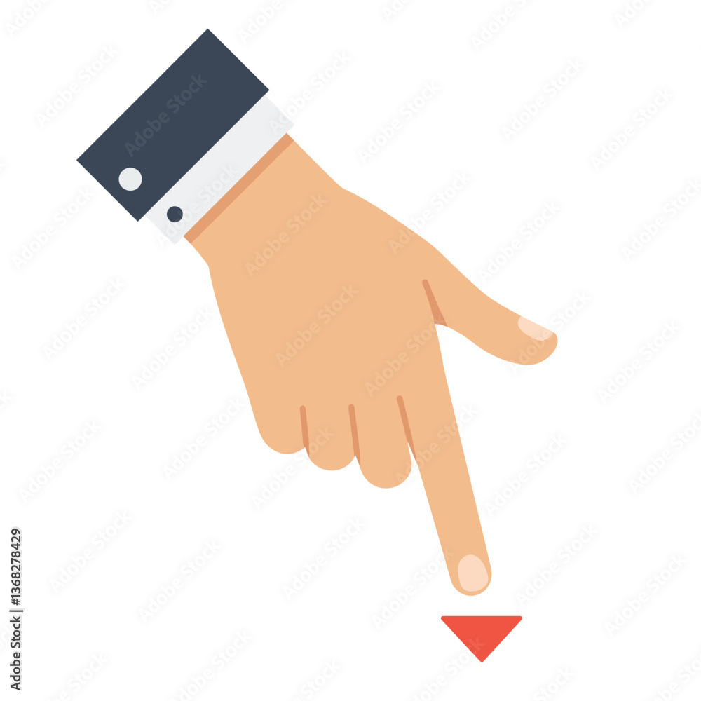 Poster hand pointing downwards in a minimal design style for vector art