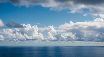 Obraz premium Serene Ocean Sky Dramatic Cloudscape. AI Generated