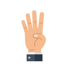 Hand gesture showing four fingers in flat design style vector art