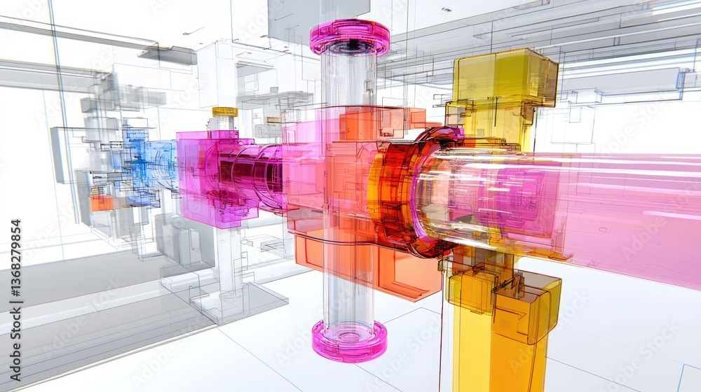 Poster dynamic industrial technology innovation modern factory 3d rendering futuristic design abstract view