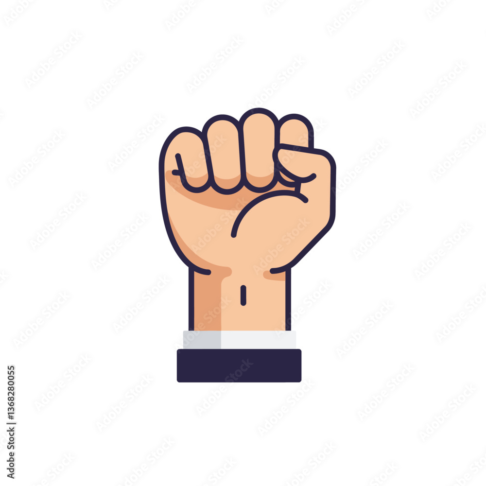 Poster hand gesture symbolizing strength and unity in flat vector art style vector illustration