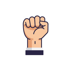 Hand gesture symbolizing strength and unity in flat vector art style vector illustration