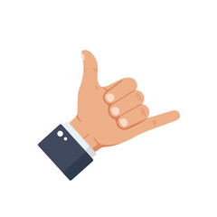 Hand gesture showing shaka sign in minimal flat design vector art