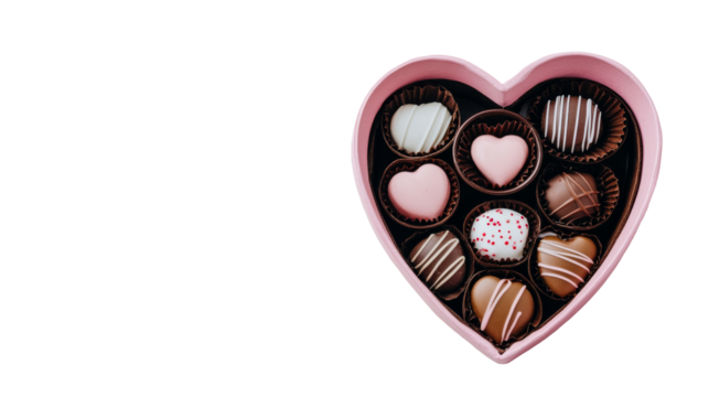 Heart shaped box of chocolates, valentine sweets, cut out transparent - Powered by Adobe