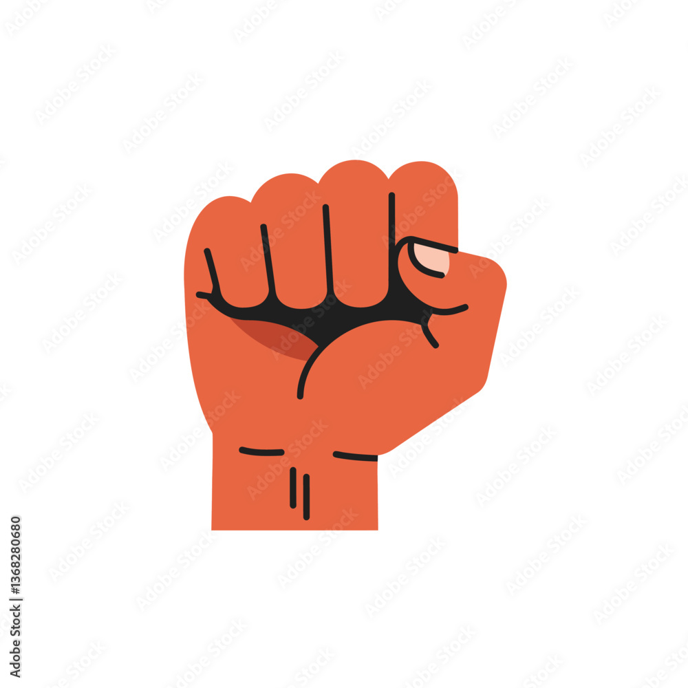 Aufkleber bold raised fist symbolizing strength and unity in minimal vector art