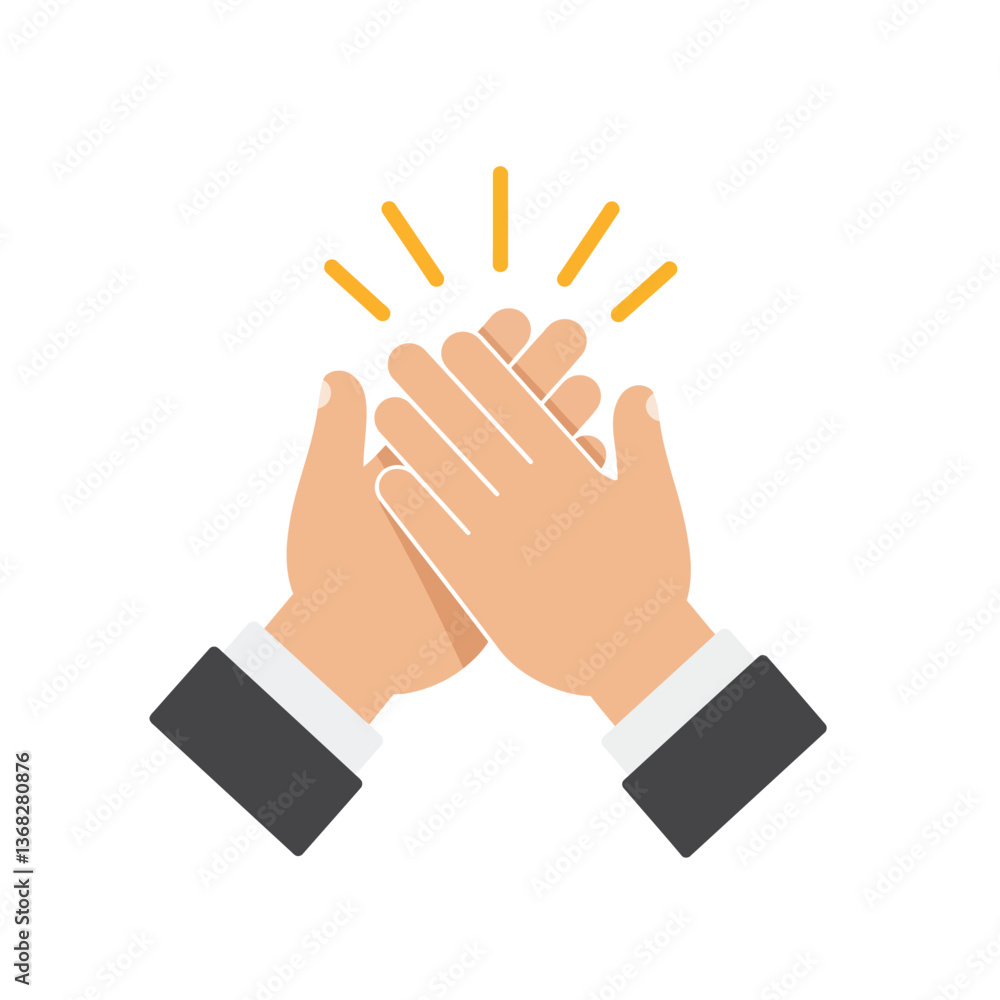 Poster hands coming together in applause with minimal design elements showcasing vector art