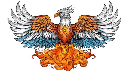 Obraz premium striking phoenix firebird rising sky Illustration of a phoenix,Phoenix digital painting.