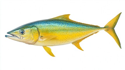 Fototapeta premium Illustration of a vibrant mahi-mahi fish against a white background.
