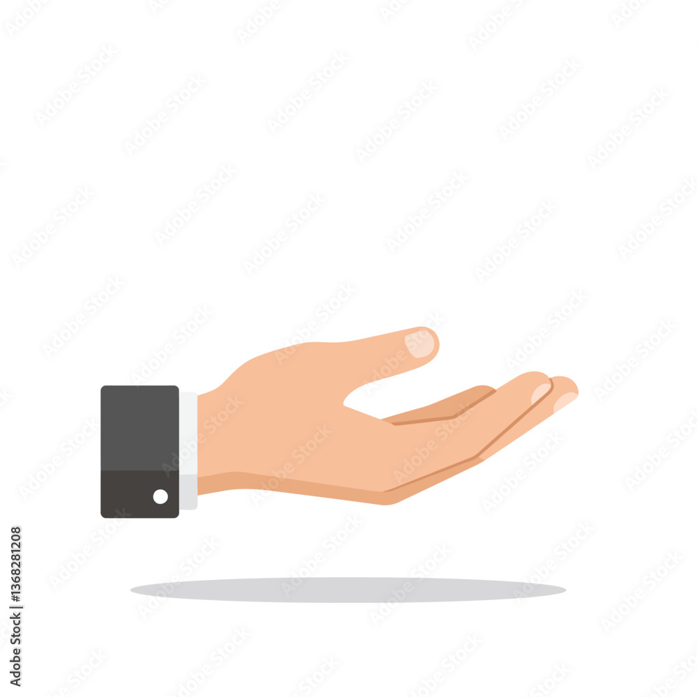 Poster hand gesture showing openness in flat design style vector art