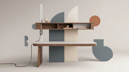 Modern minimalist desk with geometric accents