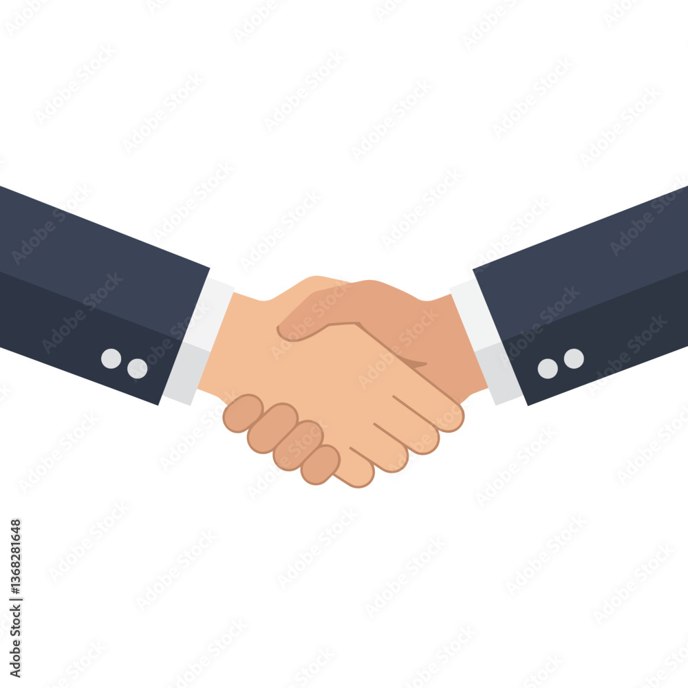 Aufkleber handshake between two people in flat design style vector art