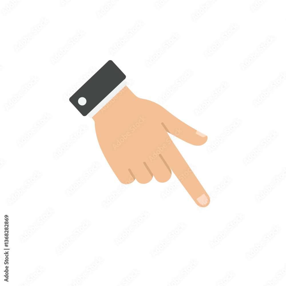 Poster hand gesture indicating direction in a flat and minimal style vector illustration