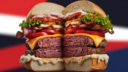 A mouthwatering double-decker burger perfect for a food-focused ad or stock 