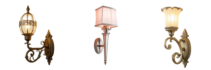  Set of A composition wall sconce light isolated on a transparent background