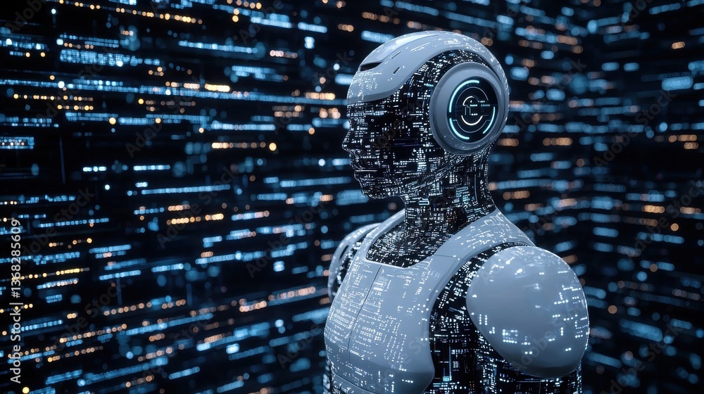 Aufkleber ai model with advanced adaptability in a futuristic digital environment