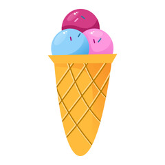 ice cream cone blue and pink