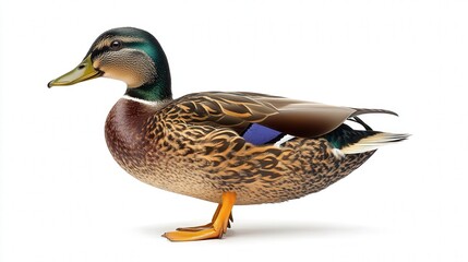 Obraz premium Detailed illustration of a mallard duck with vibrant plumage and a glossy head.