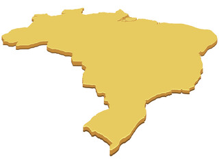 Yellow map of Brazil (cut out)