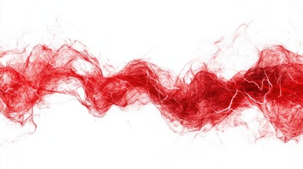 Abstract red smoke wave on a white background, illustrating movement and energy for artistic or design use
