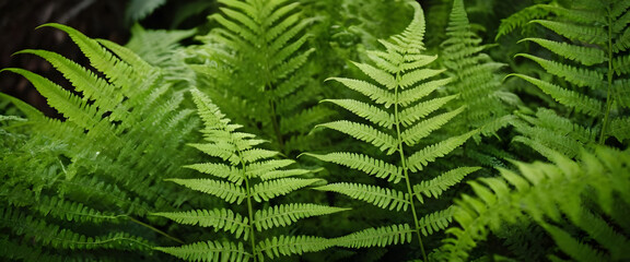 Obraz premium Lush Green Ferns in a Forest Setting Nature's Vibrant Greenery