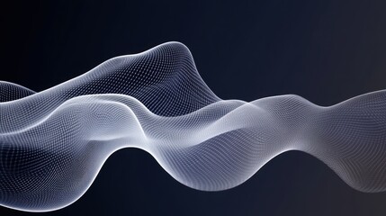 A wave of white lines on a black background