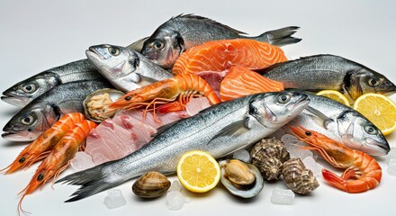 fresh seafood the smell of the ocean closeup sat on table diffrent countrys style clean and white background-gigapixel-standard-scale-_x_PerfectlyClear