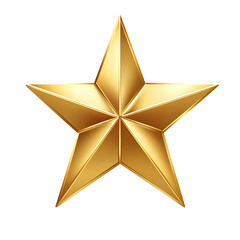 Shiny 3D Gold Star Isolated on Transparent Background High-Resolution PNG	