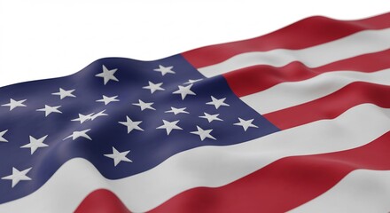 Fototapeta premium American Flag Gently Waves Soft Light. AI Generated