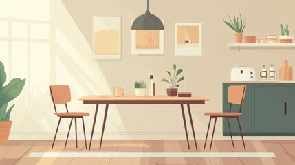 Cozy Minimalist Dining Room with Sunlight