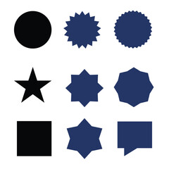Collection of various geometric shapes in black and navy blue colors