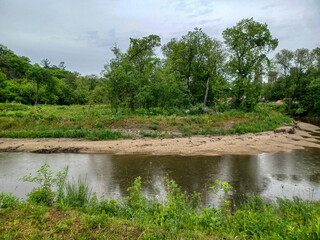 Small creek at rainy day