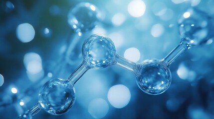 Molecular Structure Model with Blue Background for Scientific Education and Research