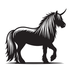 Black Color Tarpan Silhouette Vector Illustration, Solid White Background