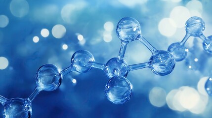 Molecular Structure Model with Blue Background for Scientific Education and Research