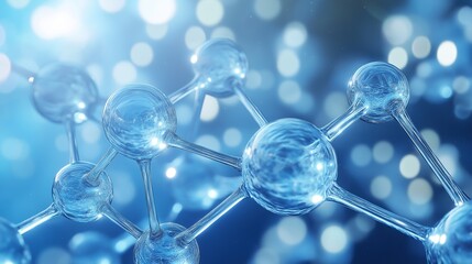 Molecular Structure Model with Blue Background for Scientific Education and Research