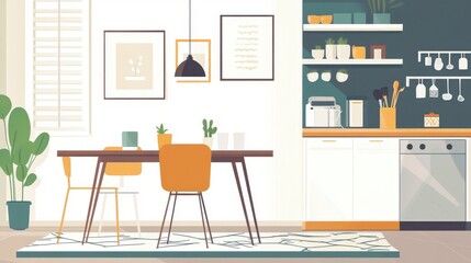 Modern Kitchen and Dining Room Interior Design Concept