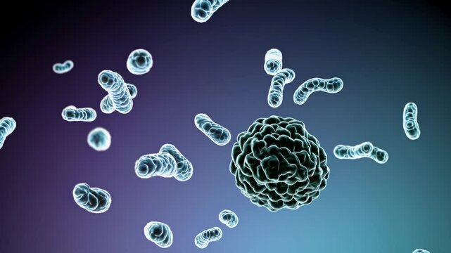 Lactobacillus bacteria attacking pathogen microorganism