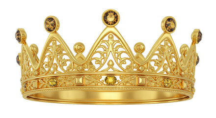 Isolated Golden Jeweled Crown