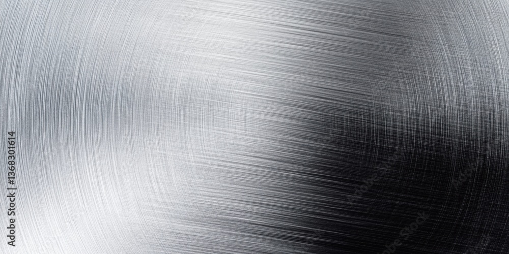 Poster a silver and black metal surface with a pattern of lines. the surface is shiny and reflective. the l