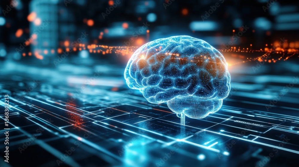 Poster exploring the intricacies of the human brain a futuristic perspective on neural networks digital uni