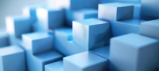 Fototapeta premium Blue cube block square group shape abstract stack futuristic.