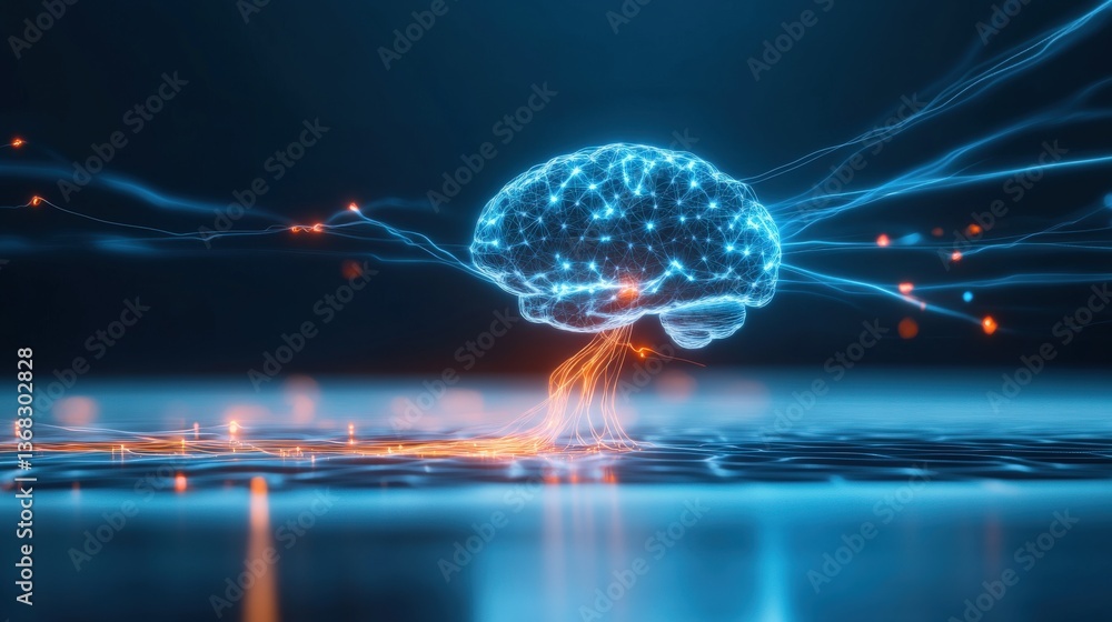 Poster innovative neural network action technology environment digital brain visualization abstract concept