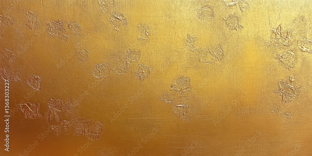 Poster a gold background with a lot of spots and dots. the spots are of different sizes and are scattered a