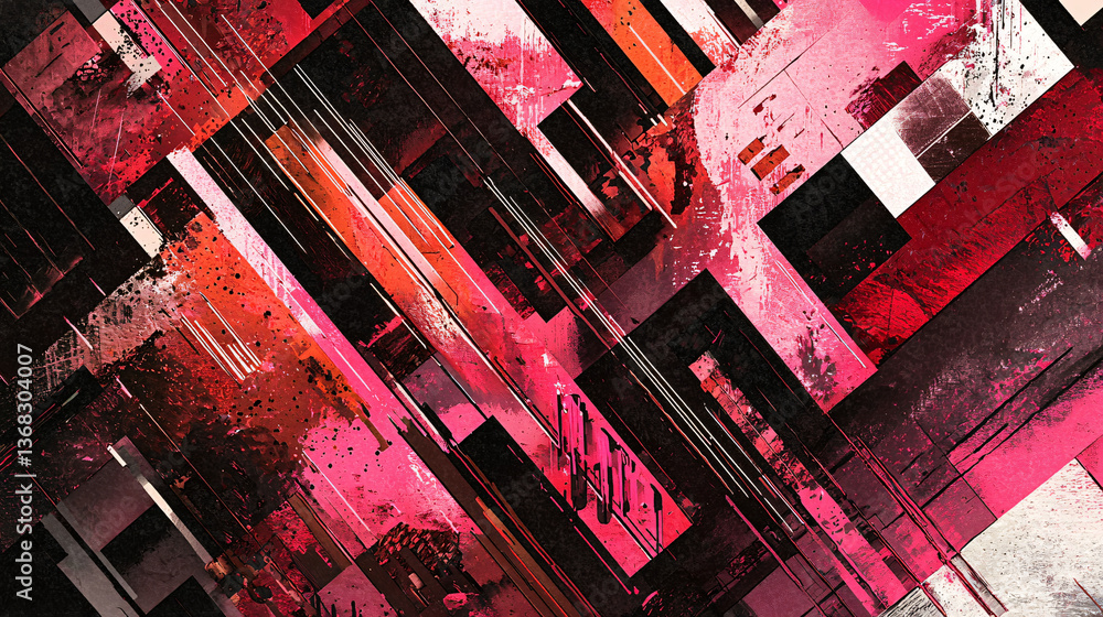 Aufkleber striking red and black abstract background featuring bold and dynamic shapes layered in a chaotic ar