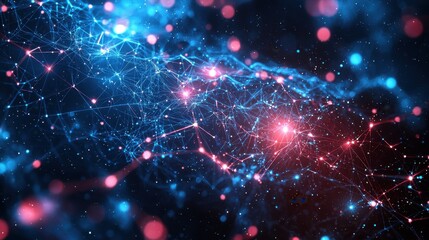 Obraz premium Abstract Digital Background with Colorful Connections and Patterns for Technology and AI Representation