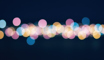 Colorful bokeh lights create vibrant urban nightlife atmosphere, perfect for celebrations and events.