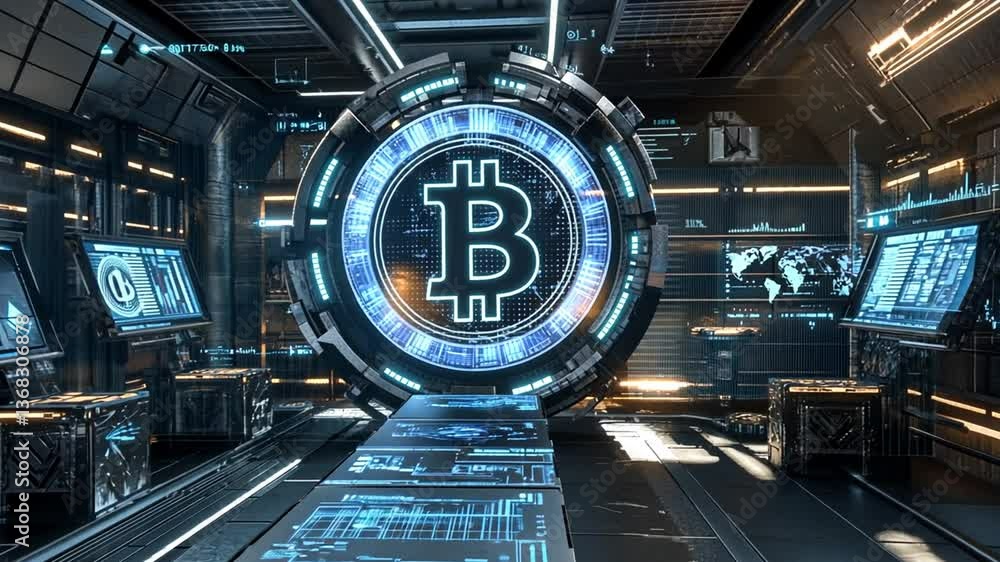 Poster futuristic crypto exchange with advanced technology and design generative ai