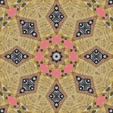Traditional design with phulkari kalamkari motifs from Pakistan and Indian culture. Geometric ethnic floral pattern for carpet dupatta batik embroidery. Panjabi Digital print as boho Aztec texture art